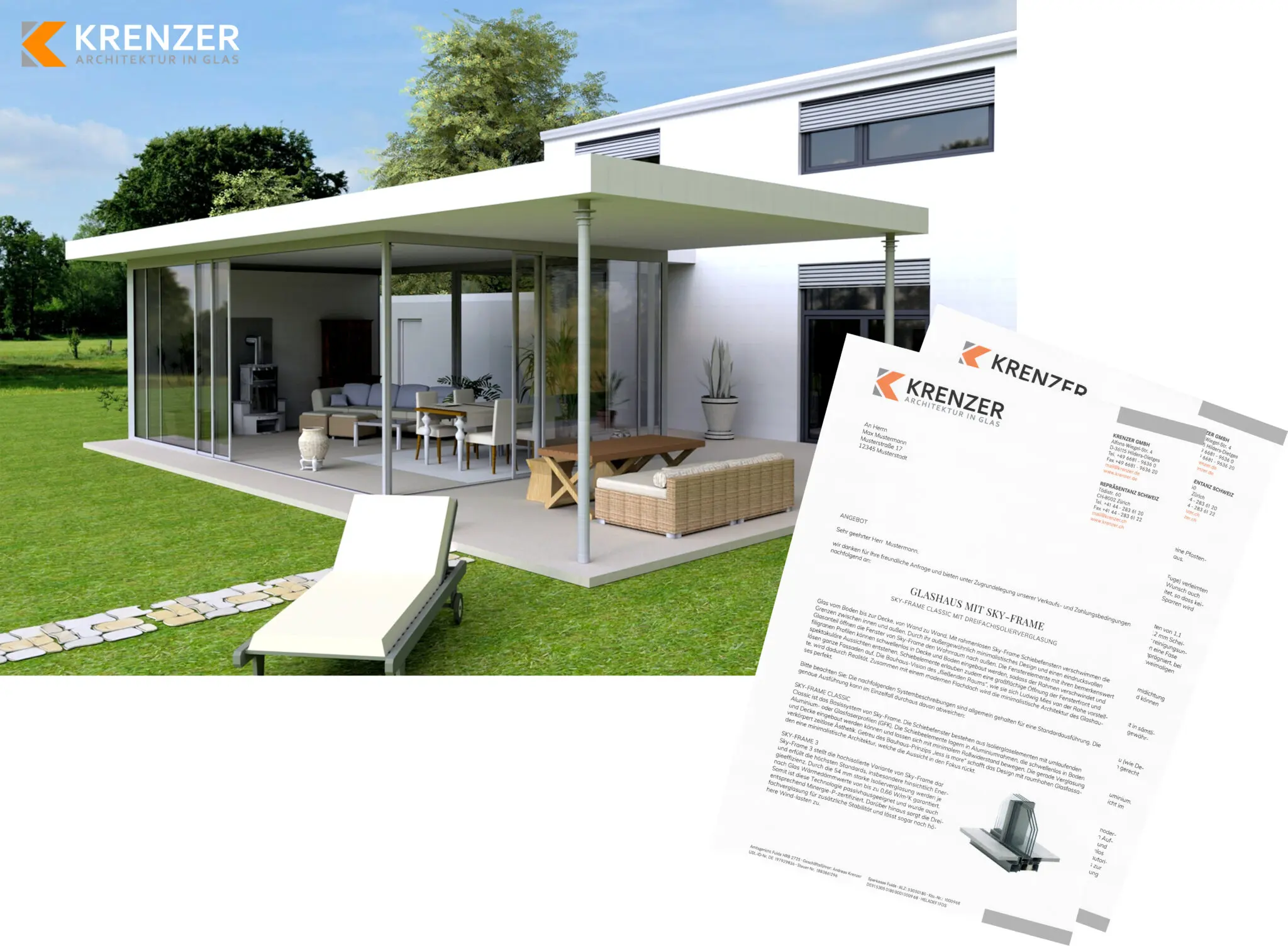 Angebot_Glashaus mit Sky-Frame Krenzer Angebot Sky-Frame