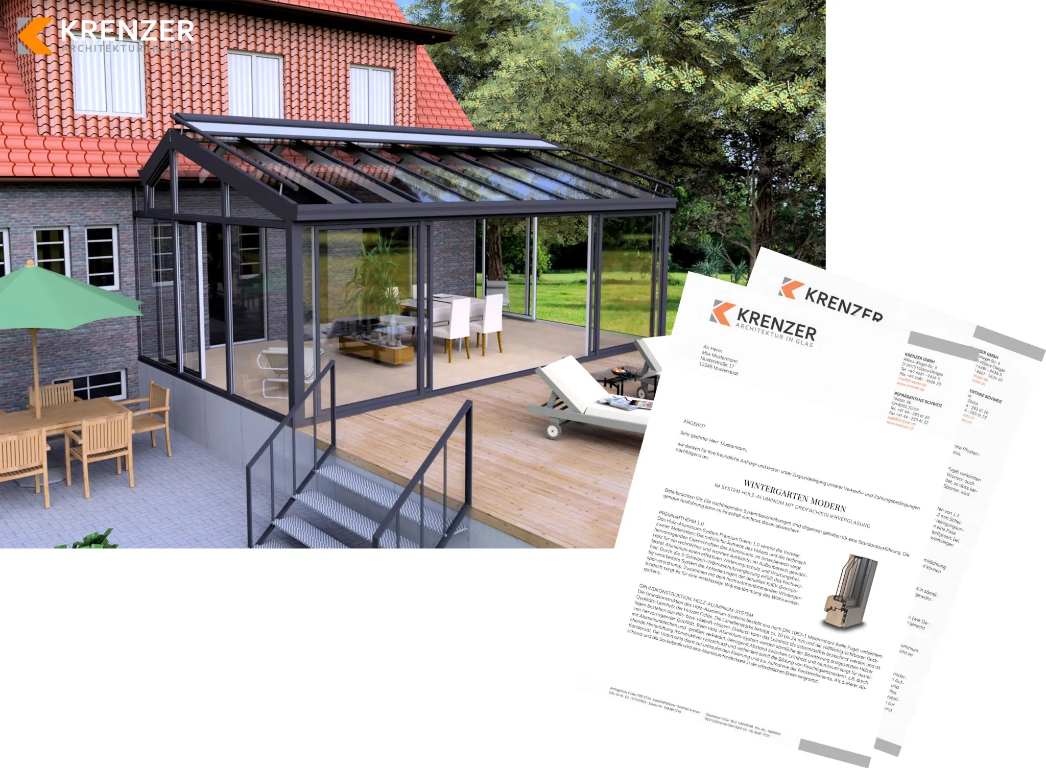Angebot_Modern Wintergarten Holz & Aluminium